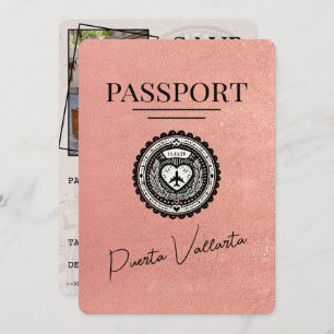 Save The Date Rose Gold Puerta Vallarta Passeport Enregistrer La