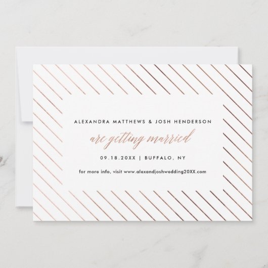 Save The Date Rose Gold Script Photo Enregistrer la date à Faux (Dos)
