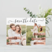Save The Date Rose Gold Signature Script Photo Enregistrer la da (Debout devant)
