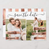 Save The Date Rose Gold Signature Script Photo Enregistrer la da (Devant / Derrière)