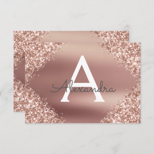 Save The Date Rose Gold Sparkle Parties scintillant Sweet 16 Enr (Devant / Derrière)