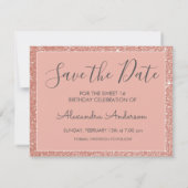 Save The Date Rose Gold Sparkle Parties scintillant Sweet 16 Enr (Dos)