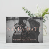 Save The Date Rose Gold Stylish manuscrite photo (Debout devant)