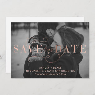 Save The Date Rose Gold Stylish manuscrite photo