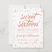 Save The Date Rose Gold Sweet 16 Date de sauvegarde Sparkle Conf (Devant)