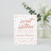 Save The Date Rose Gold Sweet 16 Date de sauvegarde Sparkle Conf (Debout devant)