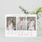 Save The Date Rose Gold Whimsical Script Photo Graduation Card (Debout devant)