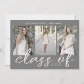 Save The Date Rose Gold Whimsical Script Photo Graduation Card (Devant)