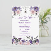 Save The Date rose gothique romantique à fleurs halloween mariag (Debout devant)