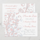 Save The Date Rose, Gris, Blanc Mariage Enregistrer la date (Devant / Derrière)