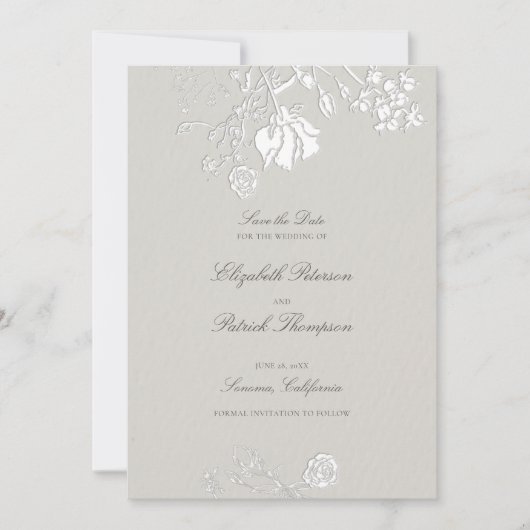 Save The Date Rose Ivory Sonnet Formel Mariage Classique Éthéré (Devant)