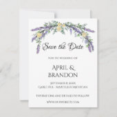 Save The Date Rose jaune lavande et Mariage d'eucalyptus (Devant)