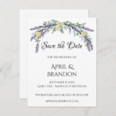 Save The Date Rose jaune lavande et Mariage d'eucalyptus (Devant / Derrière)