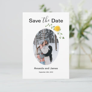 Save The Date Rose jaune moderne photo et vigne blanche et jaune