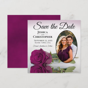 Save The Date Rose Magenta Élégante avec Mariage Photo Ovale
