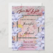 Save The Date Rose mariage classique Floral or (Devant)
