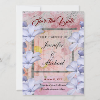 Save The Date Rose mariage classique Floral or