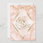 Save The Date Rose mariage et marbre d'or (Devant)