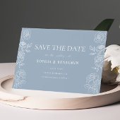 Save The Date Rose Mariage moderne Dusty Blue
