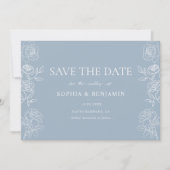 Save The Date Rose Mariage moderne Dusty Blue (Devant)