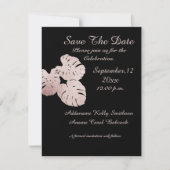 Save The Date Rose moderne Black Graphisme Feuilles or élégant, (Devant)
