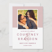 Save The Date Rose moderne Bourgogne Pink Monogram Mariage Photo (Devant)