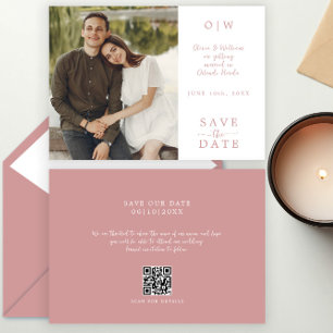 Save The Date Rose moderne Dusty Script Enregistrer La Date