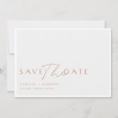 Save The Date Rose moderne et élégant Blush Gold Script (Devant)