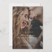Save The Date Rose moderne et élégant Gold Custom Photo Mariage (Devant)