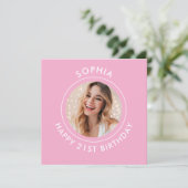 Save The Date Rose moderne mignonne fille heureux 21e anniversai (Debout devant)