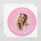 Save The Date Rose moderne mignonne fille heureux 21e anniversai (Devant / Derrière)