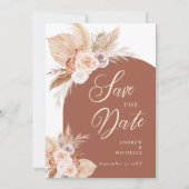 Save The Date Rose Muet Pampas Terracotta Boho Mariage photo (Devant)