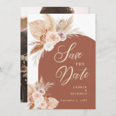 Save The Date Rose Muet Pampas Terracotta Boho Mariage photo (Devant / Derrière)