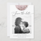 Save The Date Rose Mystique Lune Rose | Mariage Élégant en Écrit (Devant)
