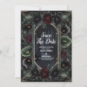 Save The Date Rose noir Floral Gothique Mariage d'Halloween (Devant)