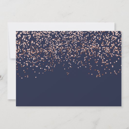 Save The Date Rose or confetti bleu marine enregistrer la photo  (Dos)