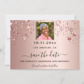 Save The Date Rose or étoiles photo anniversaire (Devant)