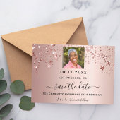 Save The Date Rose or étoiles photo anniversaire