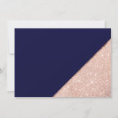 Save The Date Rose or parties scintillant script bleu marine enr (Dos)