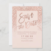Save The Date Rose or parties scintillant script rose vif enregi (Devant)