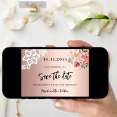 Save The Date Rose or rose florale dentelle anniversaire
