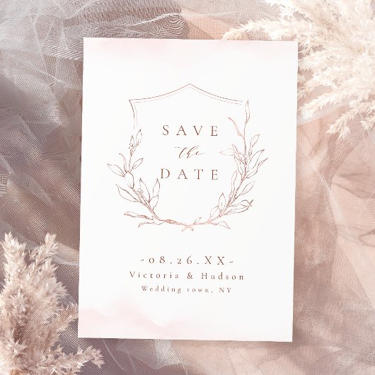 Save The Date Rose or simple élégance botanique crête mariage