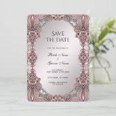 Save The Date Rose Ornamental Enregistrer La Date (Debout devant)