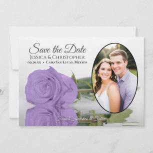 Save The Date Rose ovale photo de mariage élégante lavande viole