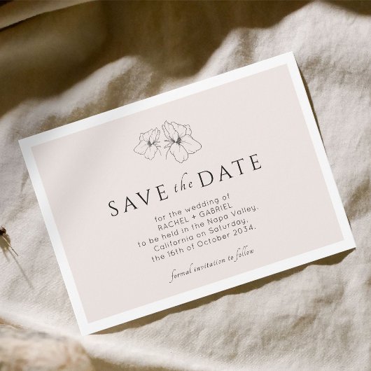 Save The Date Rose pâle | Floral Or Moderne Plat Économisez