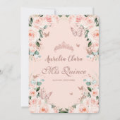 Save The Date Rose Pâle Florale Douce 16 Or Rose Quinceañera (Dos)