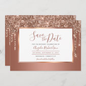 Save The Date Rose Parties scintillant or gouttes étincelante fê (Devant / Derrière)