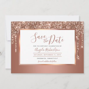 Save The Date Rose Parties scintillant or gouttes étincelante fê