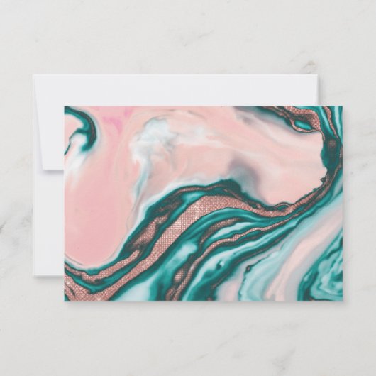 Save The Date Rose Parties scintillant or rose Turquoise marbre  (Dos)