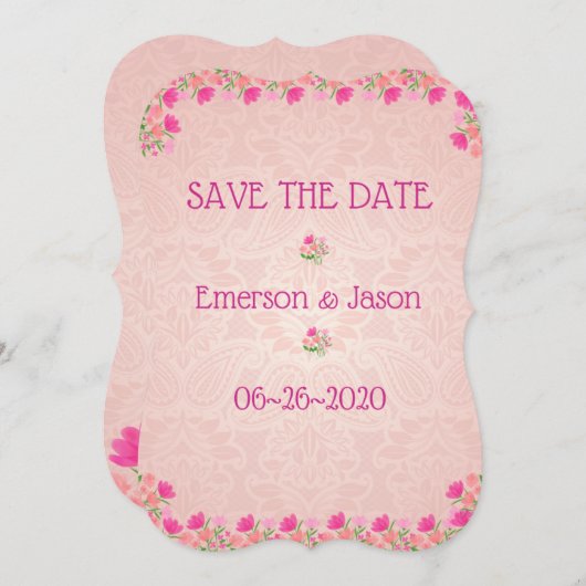 Save The Date Rose & Pêche #4 (Devant / Derrière)